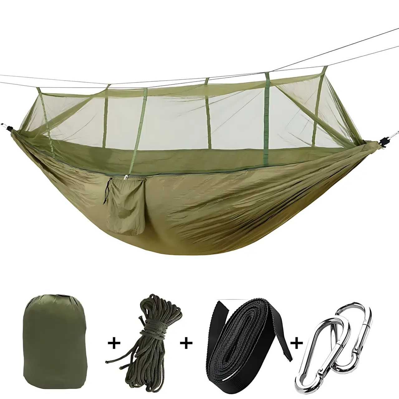 Туристический гамак ARMY с сеткой 2,5×1,2м до 200кг с чехлом+карманом