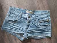 Krótkie spodenki szorty jeansowe jeans damskie zamki przetarcia s m