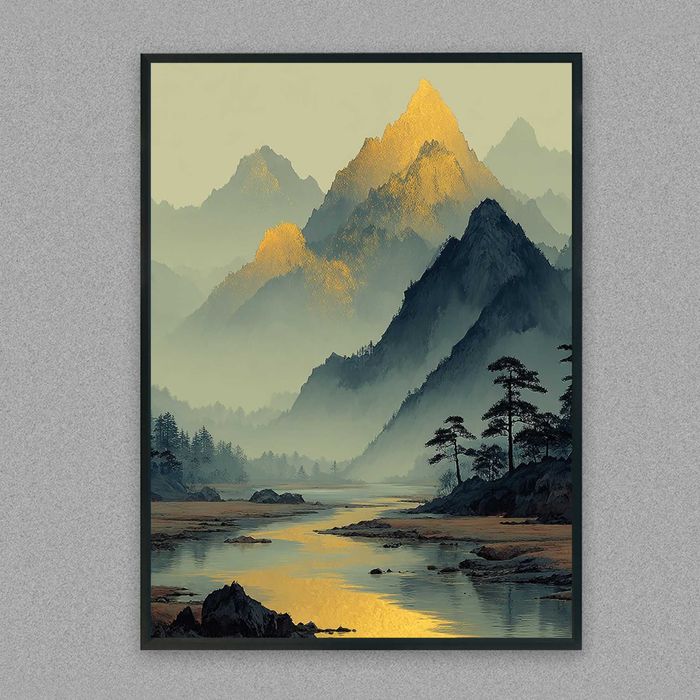 plakat do pokoju abstrakcja góry, obraz do salonu góry, plakat góry