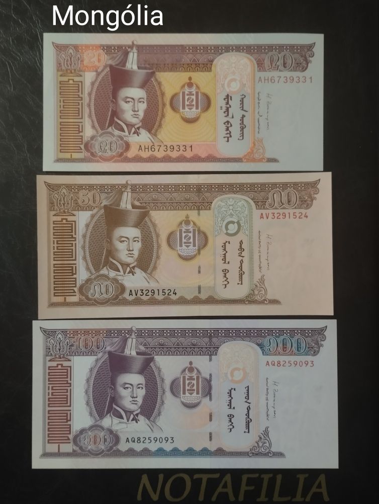 Coleção de notas de Cuba e Mongólia