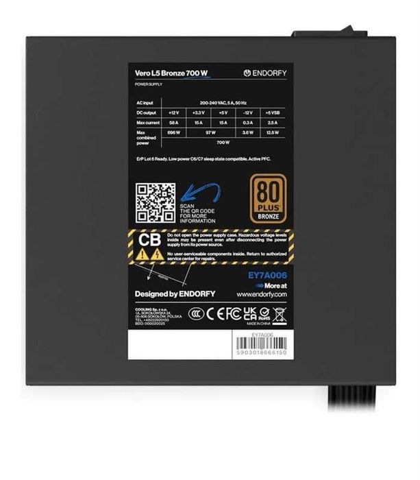 Gwarancja1,5roku Zasilacz Endorfy Vero L5 700W stan idealny