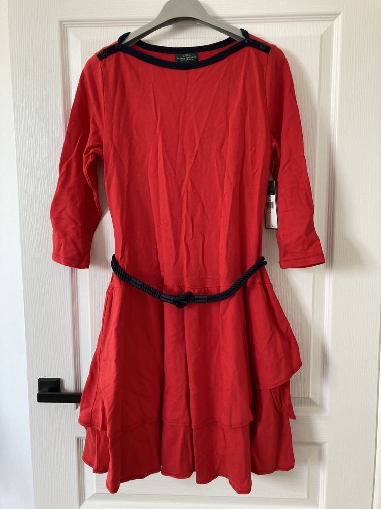 Nowa czerwona dzianinowa sukienka Ralph Lauren rozmiar M