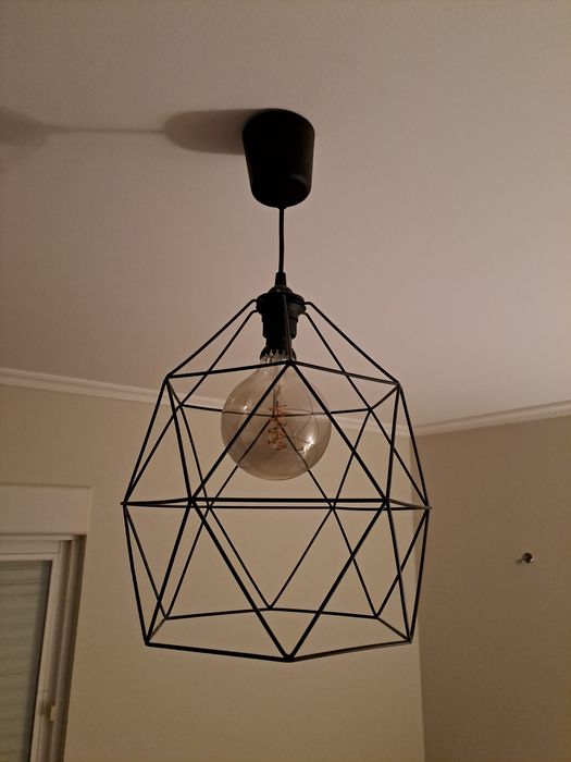 Candeeiro tecto metal preto