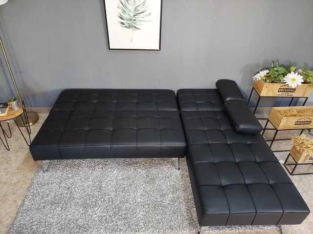 Sofá chaise longue em pele sintética preta ENVIO GRATIS