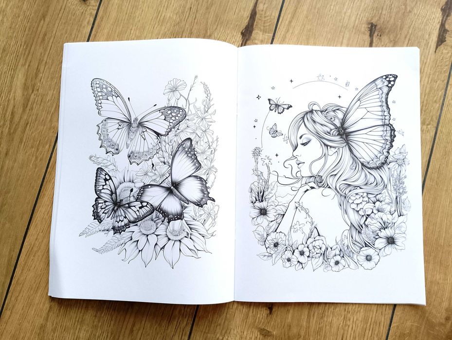 Blooming Butterfly A4, Coloring Book, kolorowanki