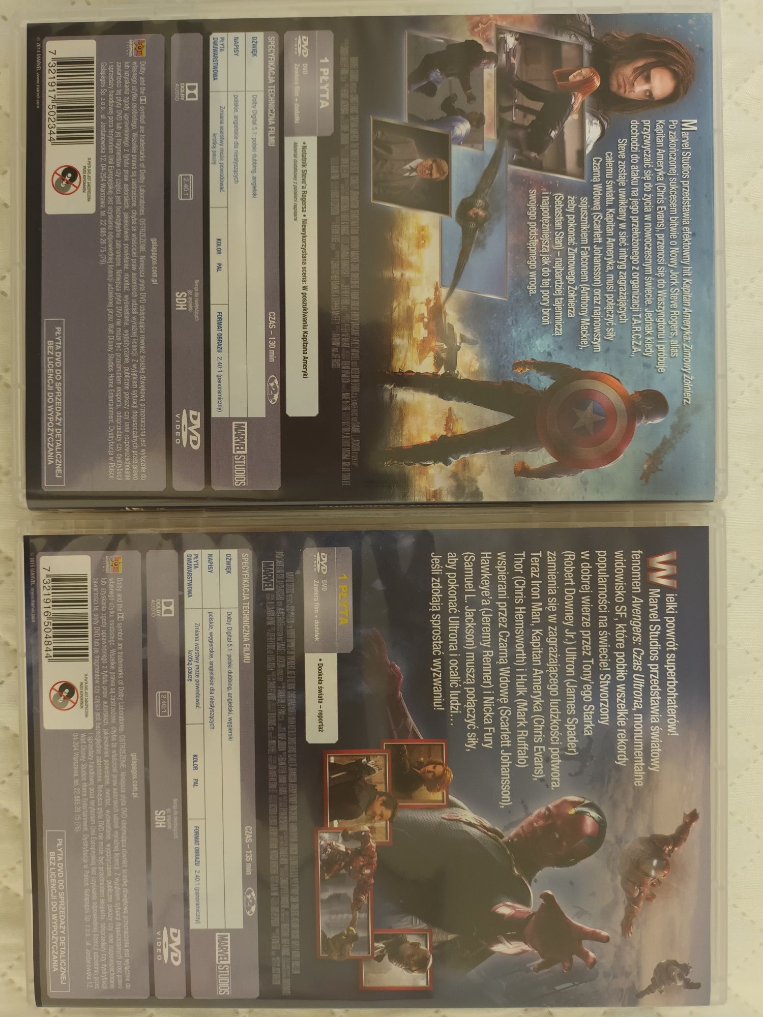 Marvel Studios DVD Kapitan Ameryka Zimowy Żołnierz , Avengers Czas Ult