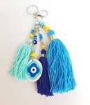 Porta-chaves Feito à Mão com Pompoms e Olho Turco NOVO