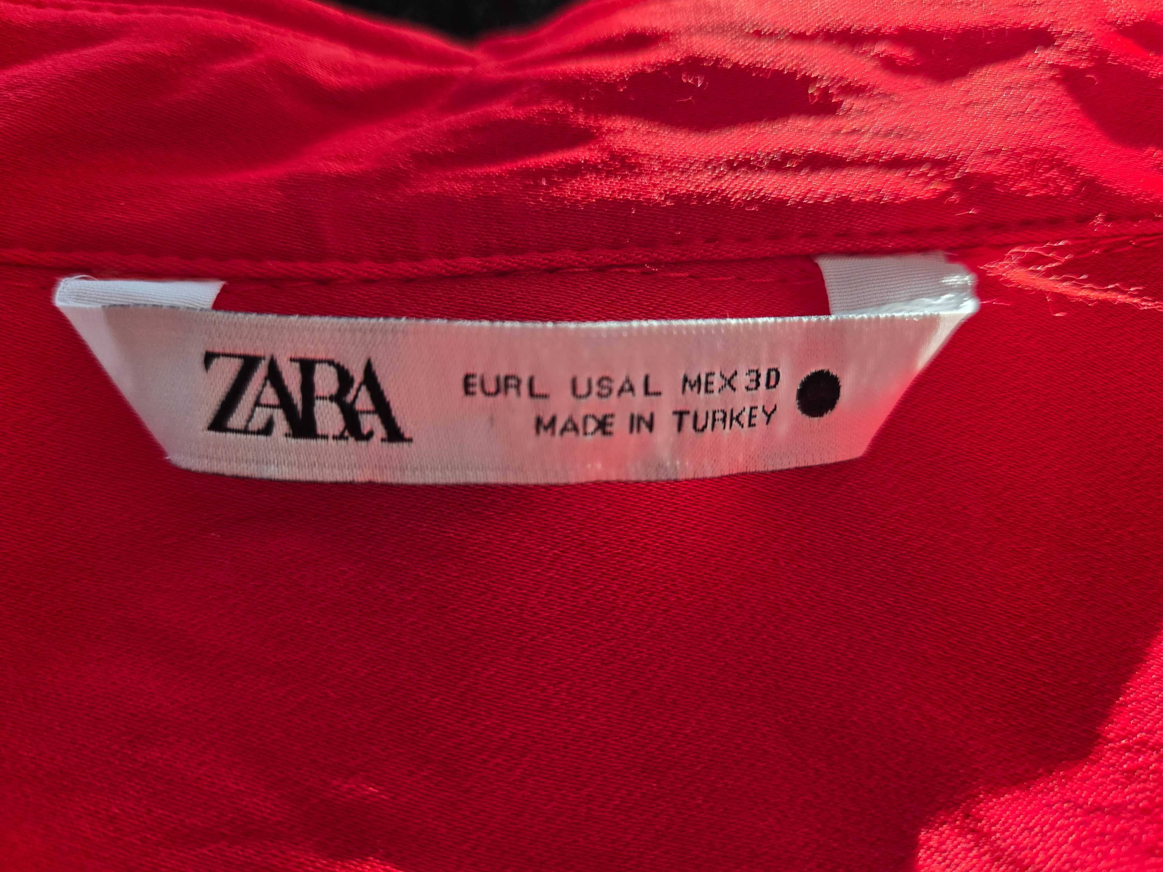 zara czerwona koszula damska M