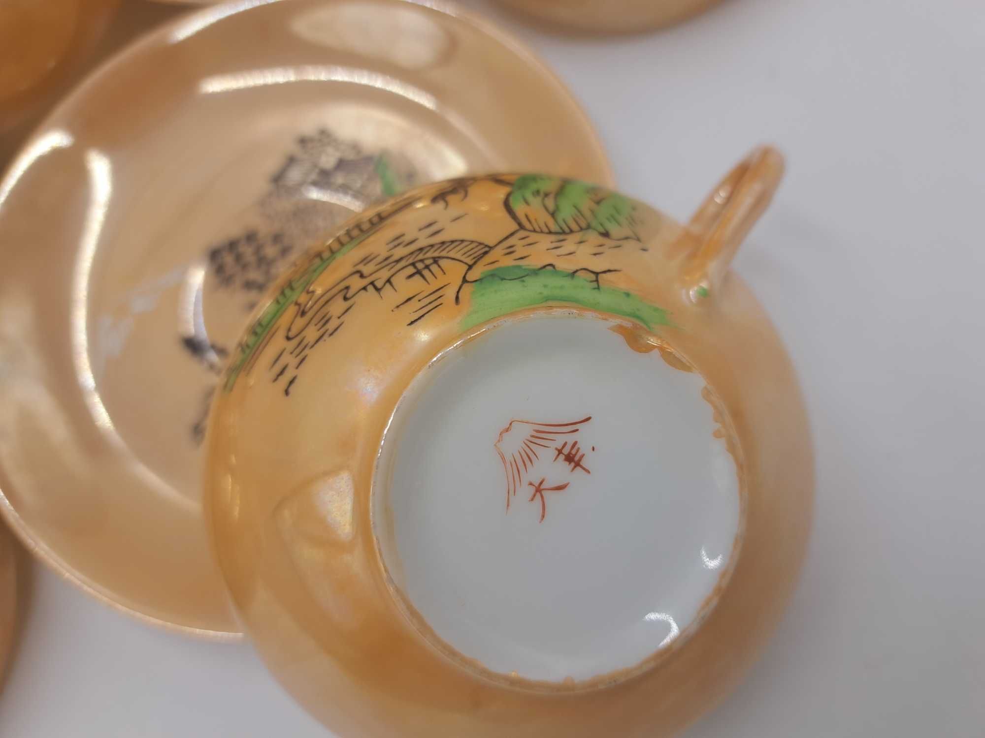 Serwis porcelanowy japoński kawowy, herbaciany ręcznie malowany 6 os
