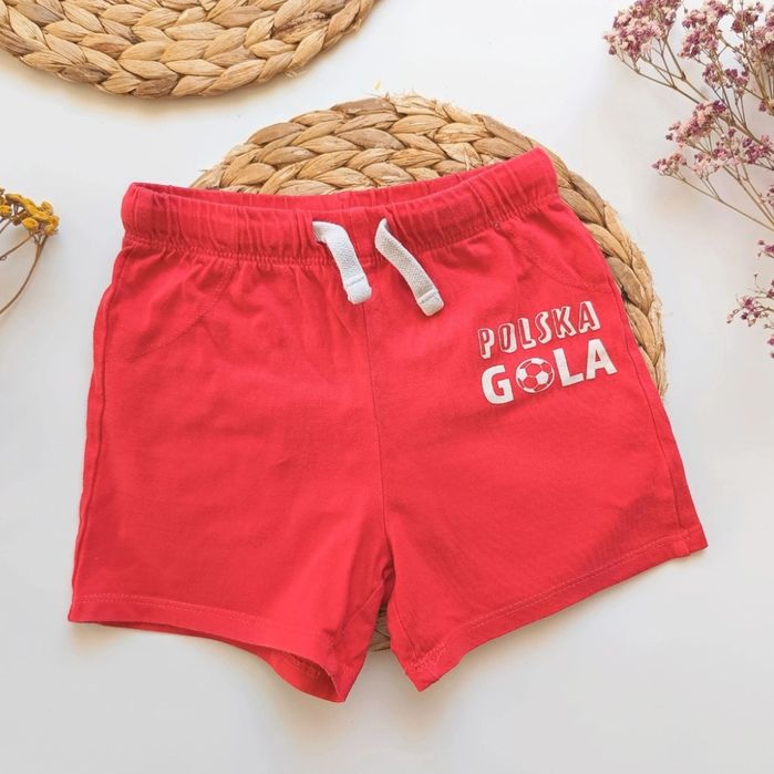 Spodenki krótkie szorty Polska gola 98 bawełniane bawełna czerwone dla