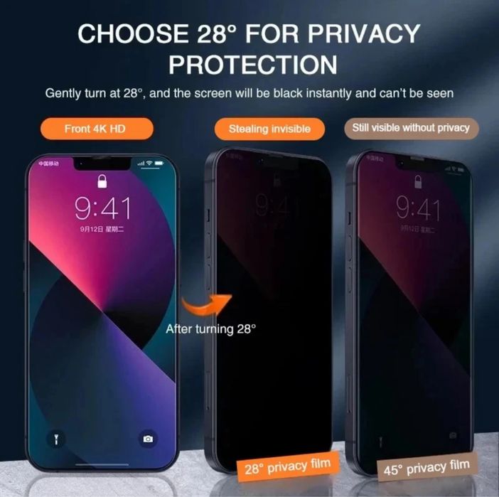 Защитное стекло на iPhone 13 (противошпионское)