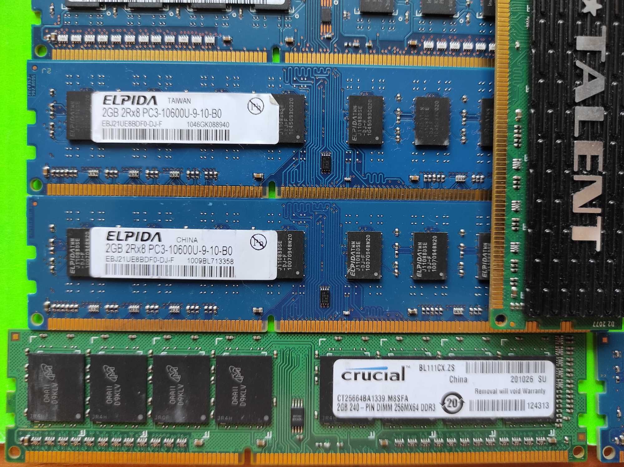 15штук модулів по 2GB DDR3 1333 та 1600