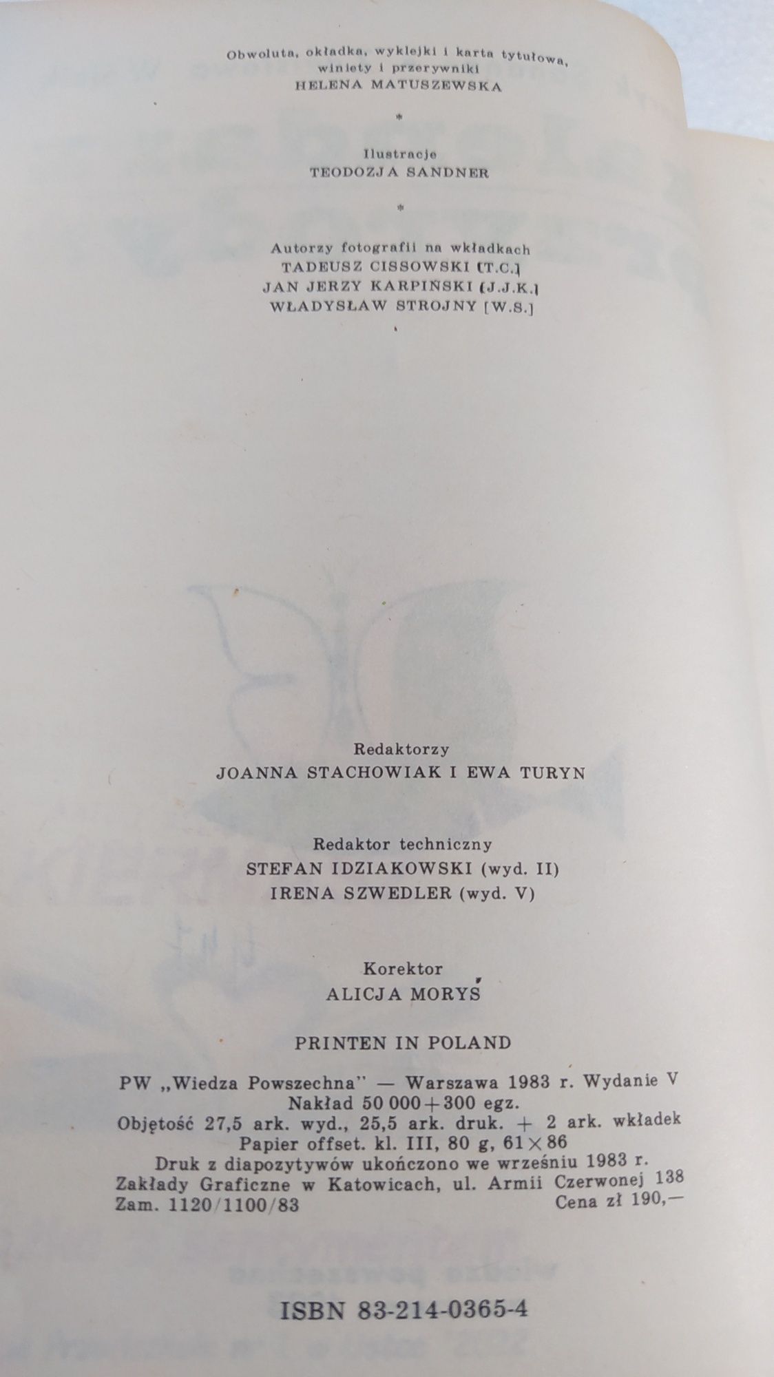 Kalendarz przyrody antykwariat Henryk Sander Zdzisława Wójcik 1983