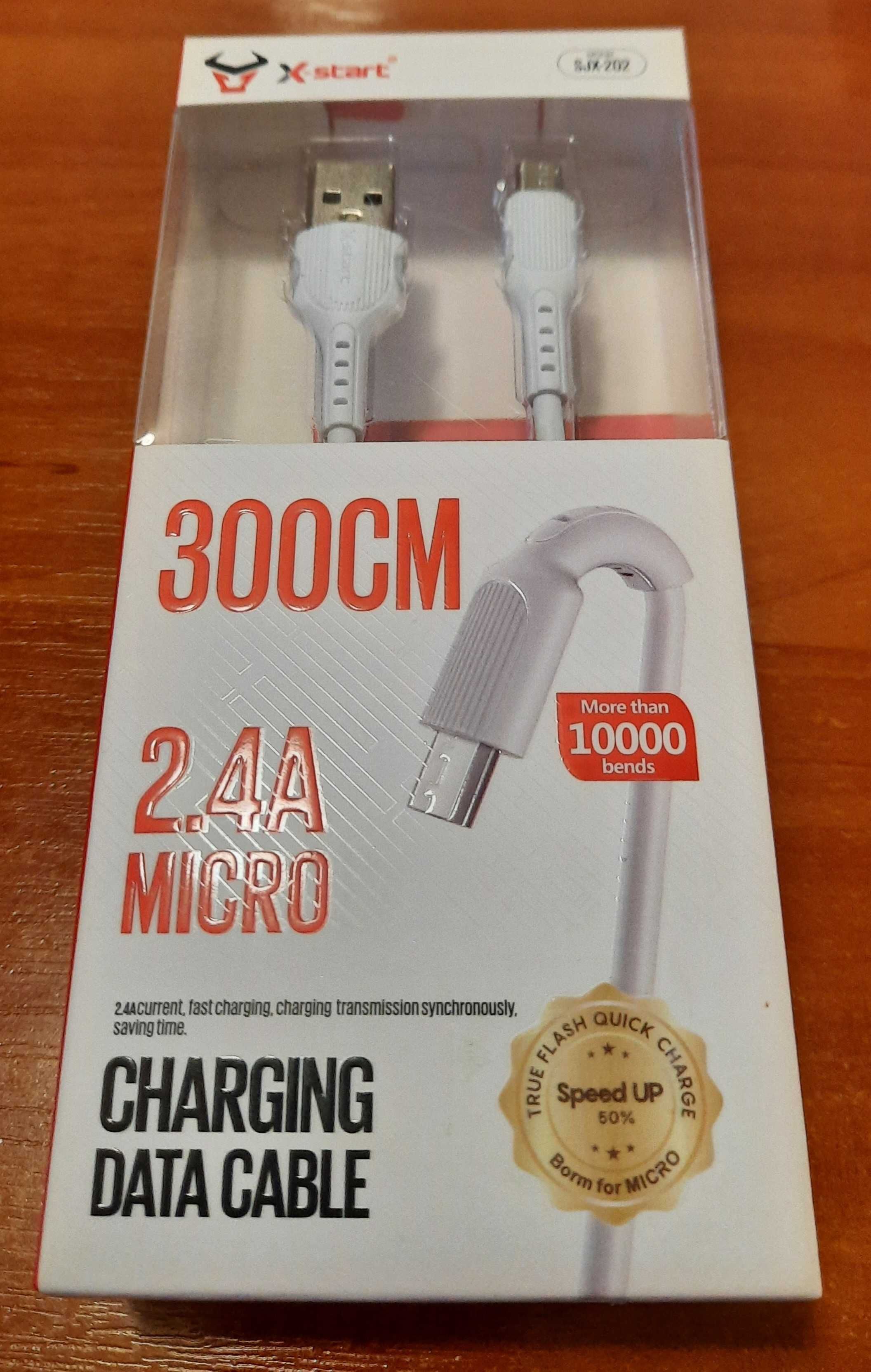 Kabel USB 2,4A micro 300cm