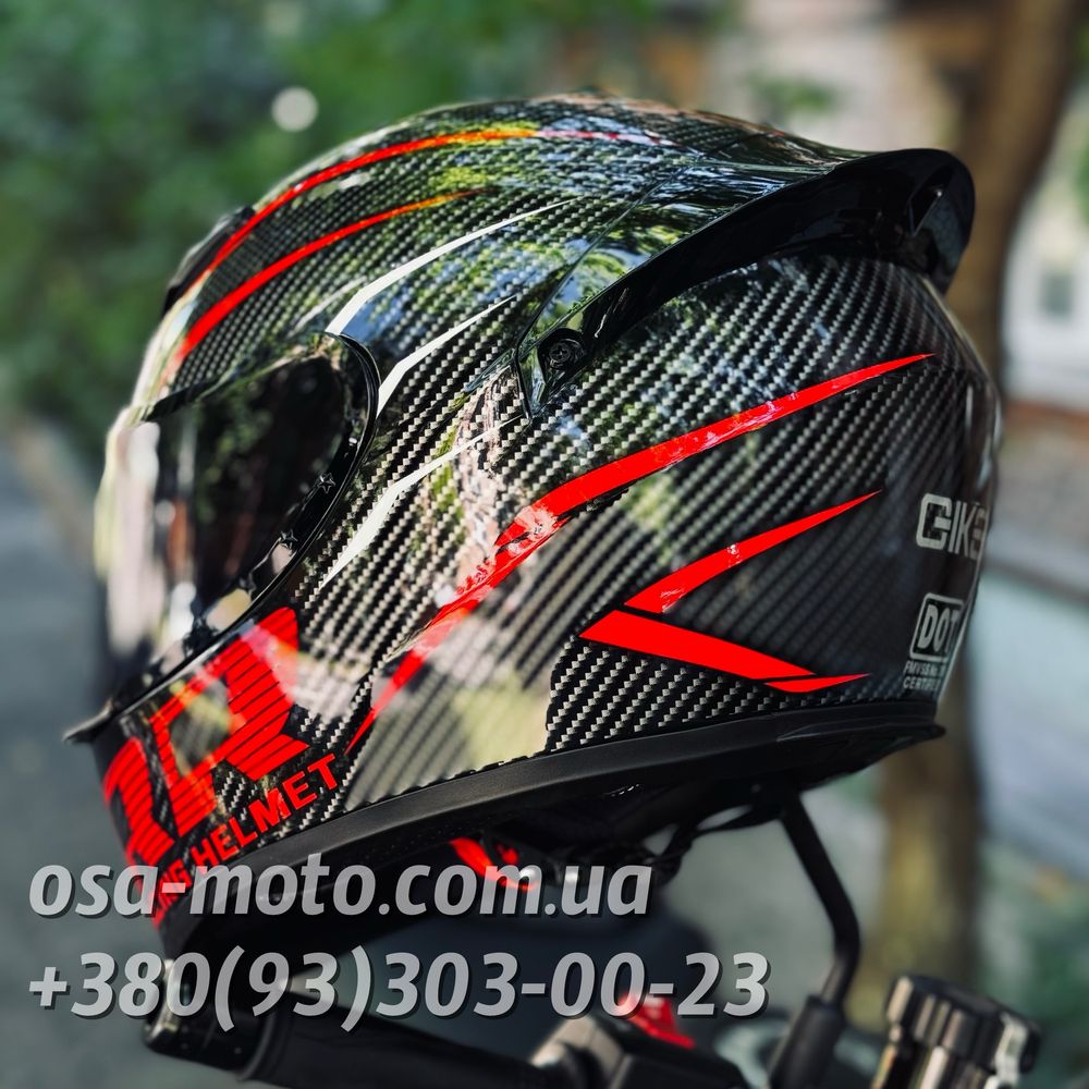 Мотошлем Carbon Gloss с черным стеклом Шлем для скутера Мопеда