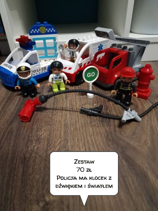 Zestaw policja straż karetka klocki