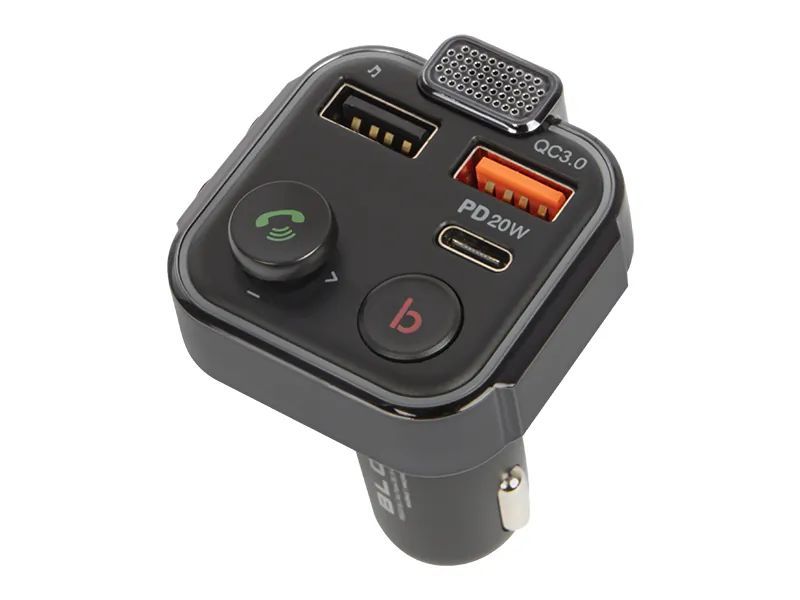 Transmiter FM zestaw głośnomówiący Bluetooth + QC3.0 + PD 20W 74-166#