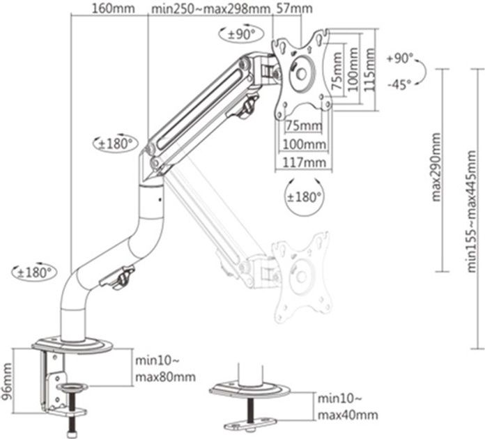 Кронштейн для монітора 17-32" Gembird MA-DA1-02