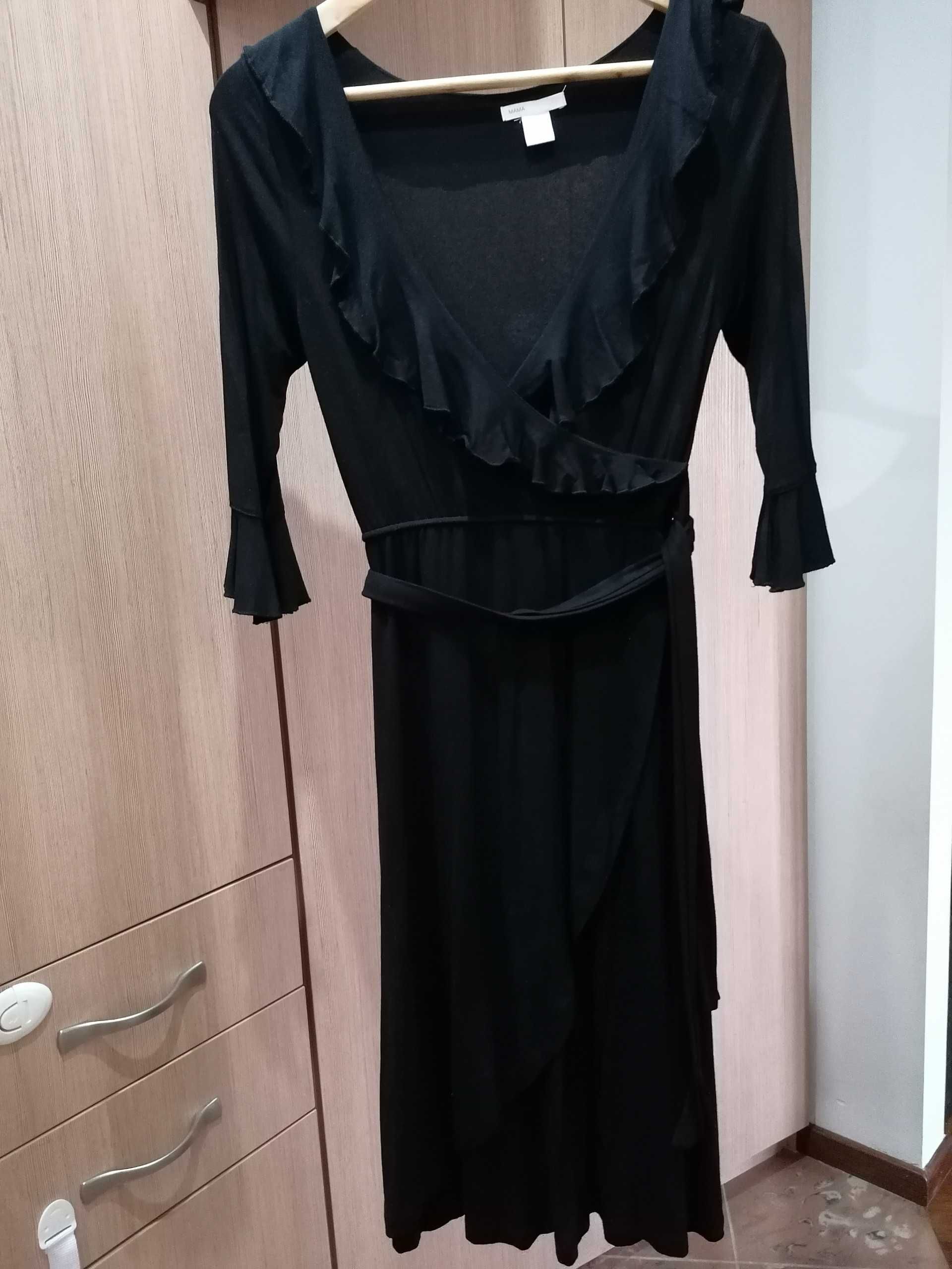 Czarna sukienka ciążowa H&M gratis rajstopy ciążowe