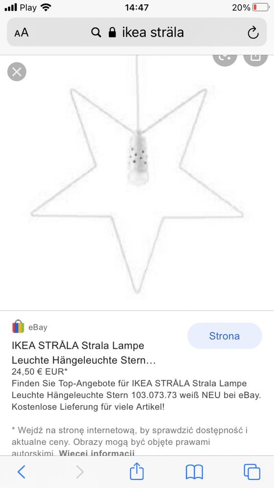 DWIE Lampy Sträla IKEA nowe