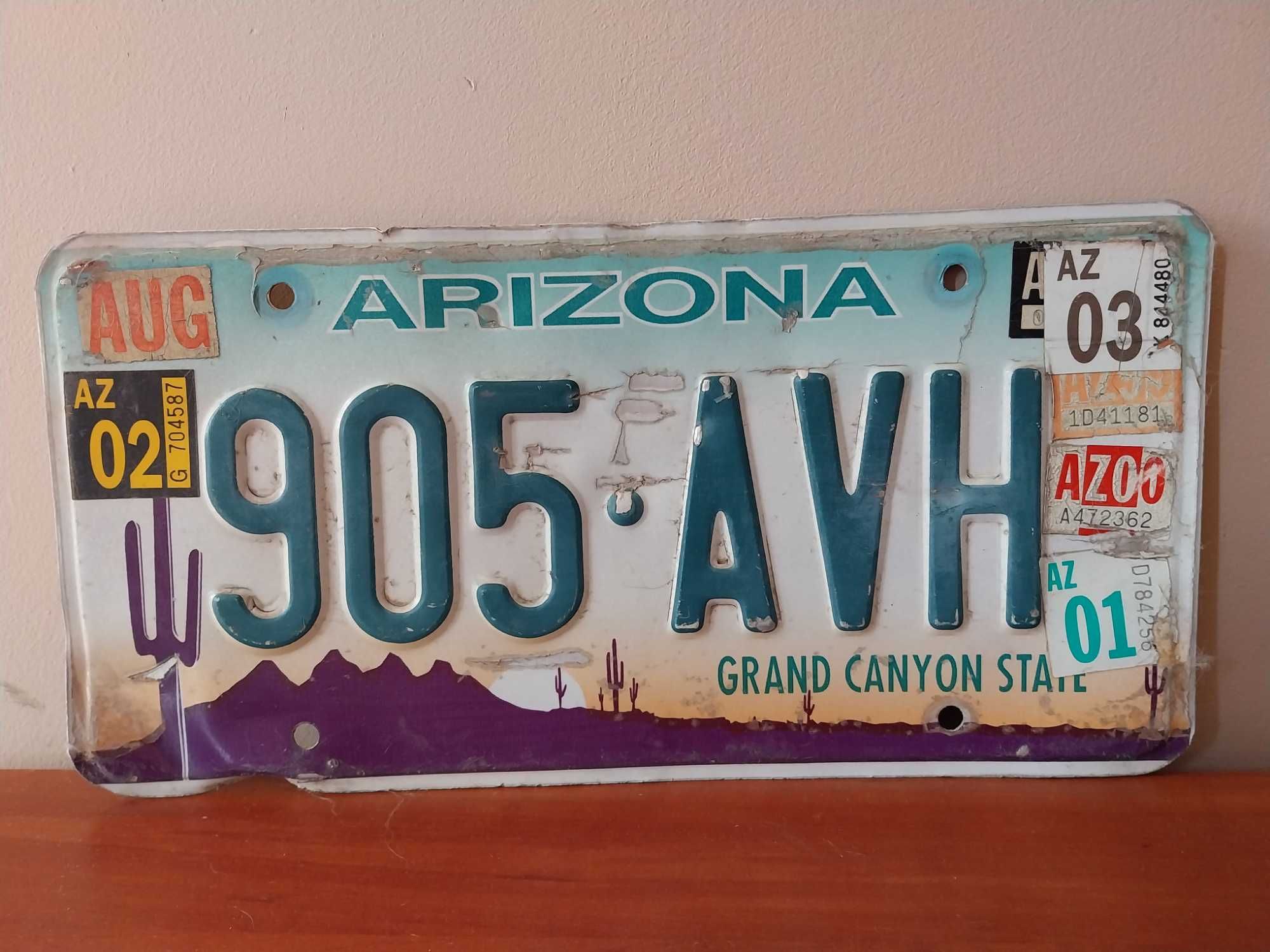 Oryginalna, amerykańska tablica rejestracyjną stanu "Arizona"