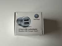 Oryginalna aluminiowa ładowarka Volkswagen do samochodu USB x2 12 V