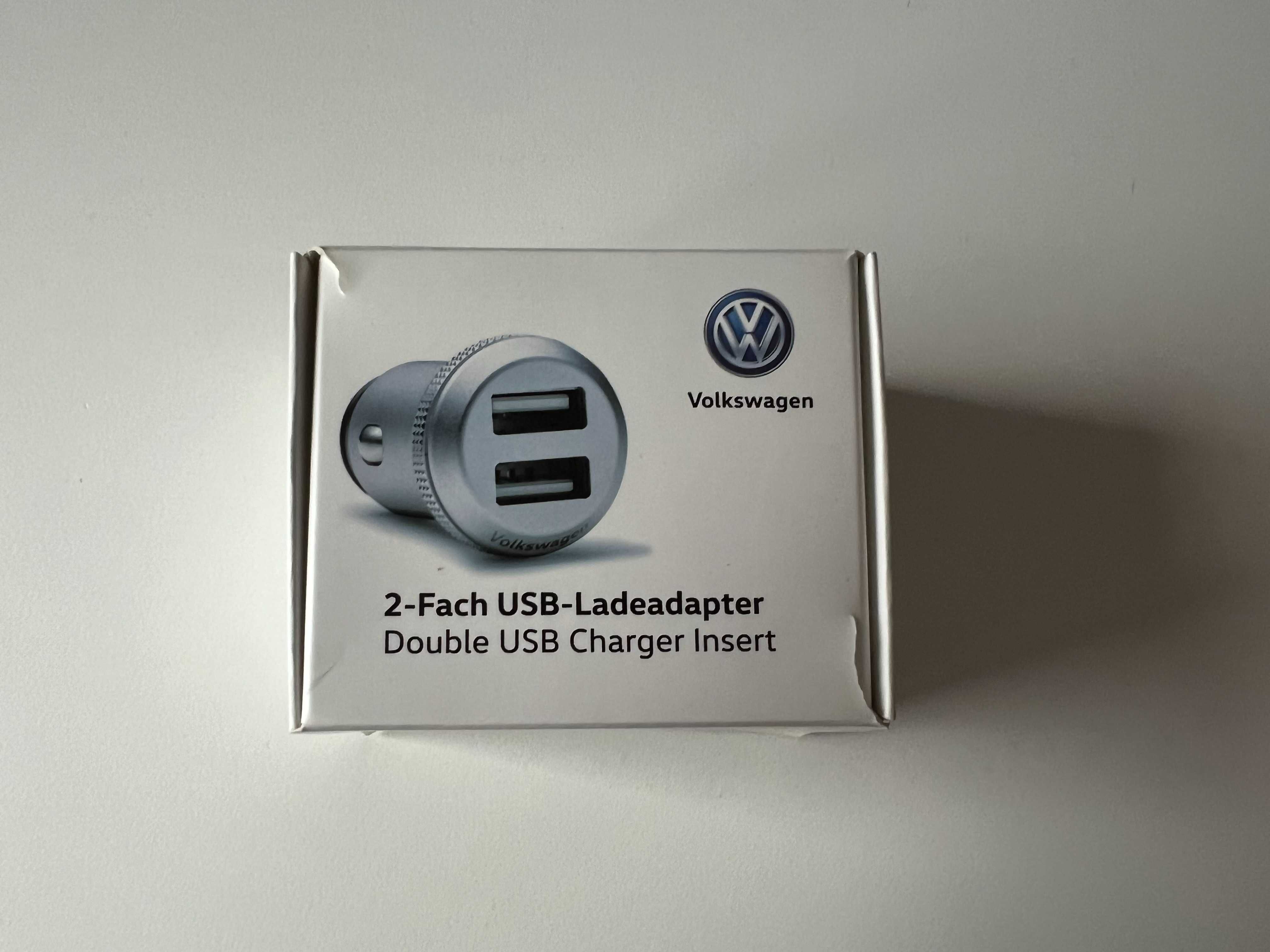 Oryginalna aluminiowa ładowarka Volkswagen do samochodu USB x2 12 V