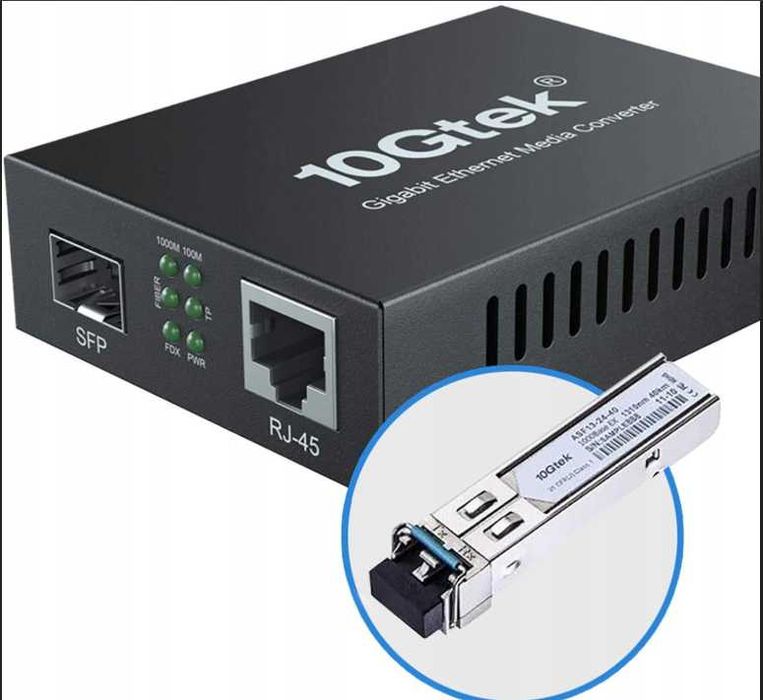 Konwerter nośników 1.25G gniazdo SFP z modułem SFP SMF, 1310 nm, 40 km