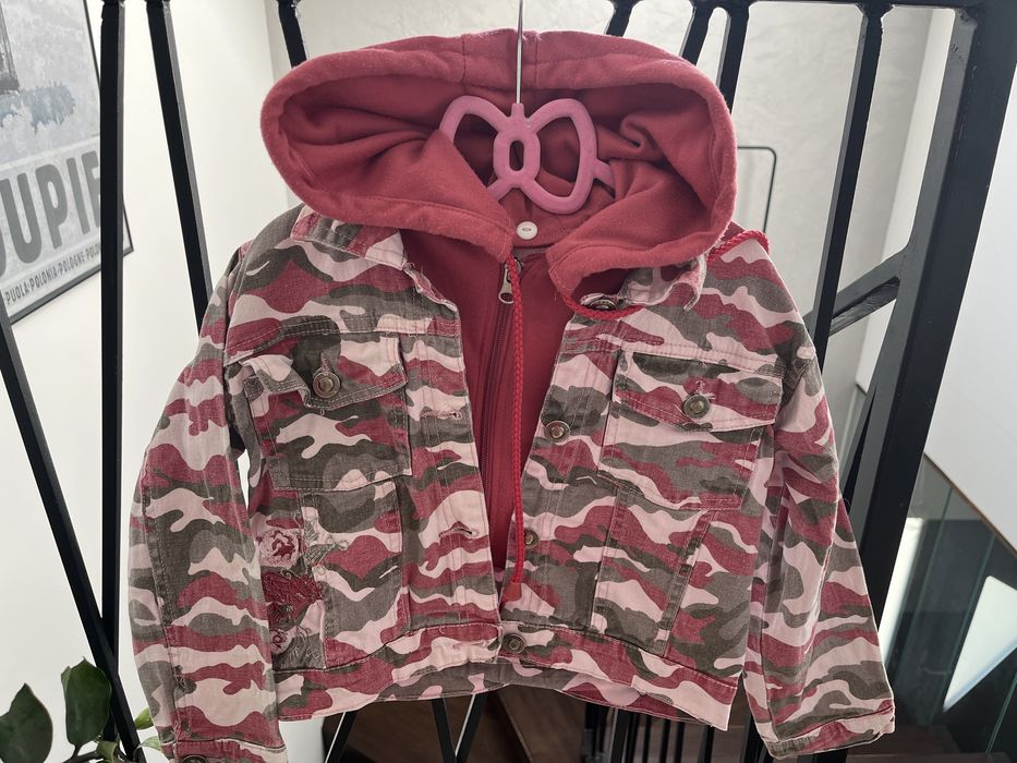 110 Kurtka Kurteczka jeans Moro róż Kaptur wiosna