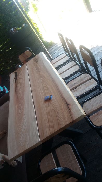 Stół i 6 krzeseł. Jesion. Na taras lub do salonu