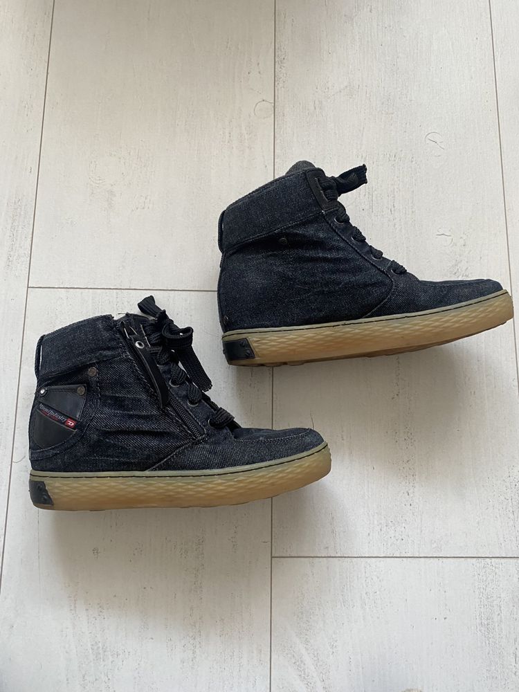 Diesel jeansowe denimowe buty botki sneakersy na koturnie 38