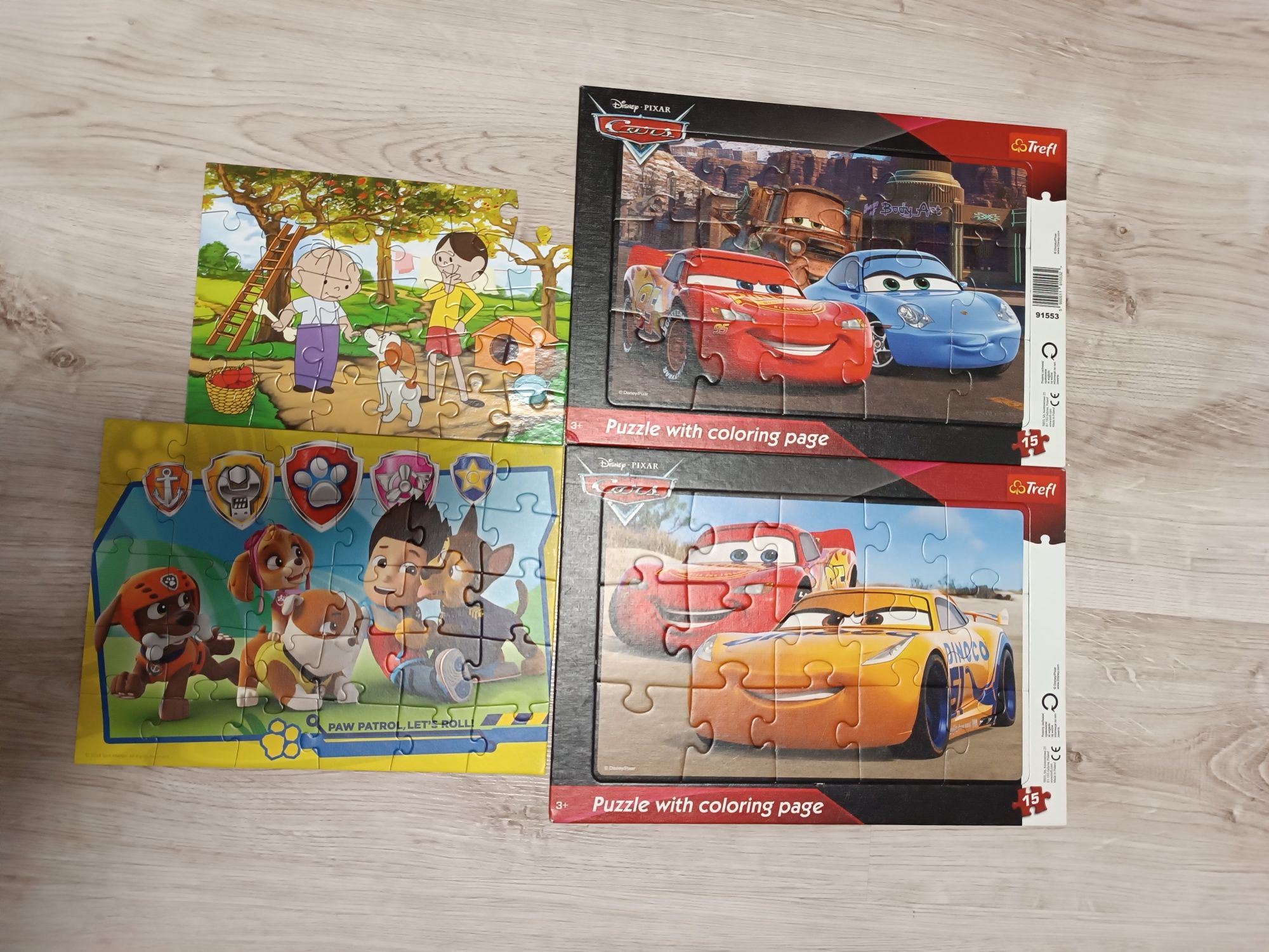 Puzzle Auta Zygzak McQueen, Psi Patrol, Reksio 15, 30 elementów