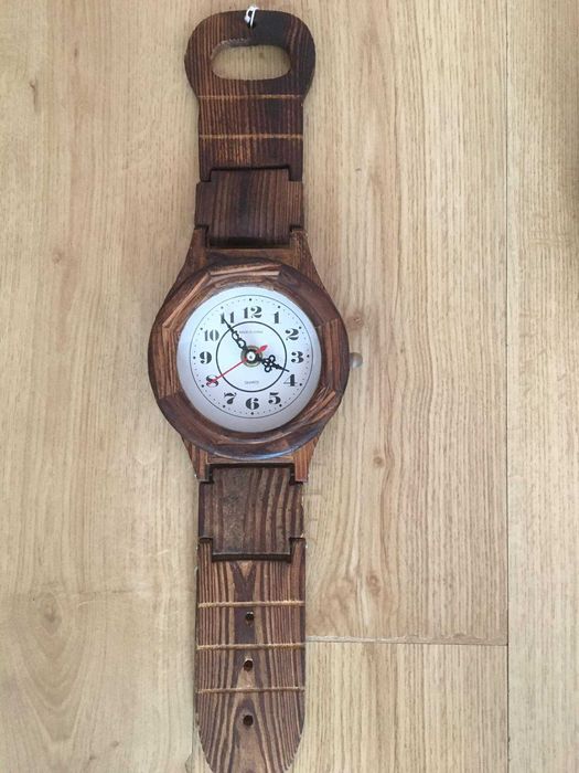 zegar scienny drewno na baterie quartz