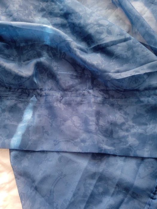 Штора тюль синяя полупрозрачная