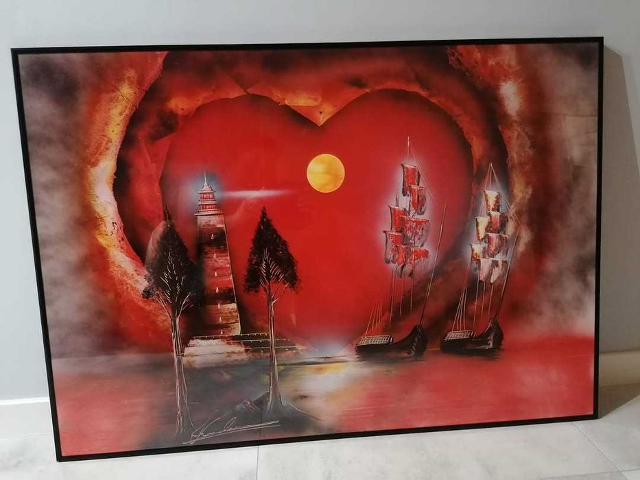 Obraz malowany spreyami w ramie