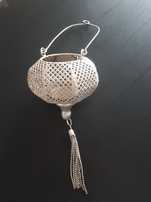 Lampion srebrny vintage retro świecznik
