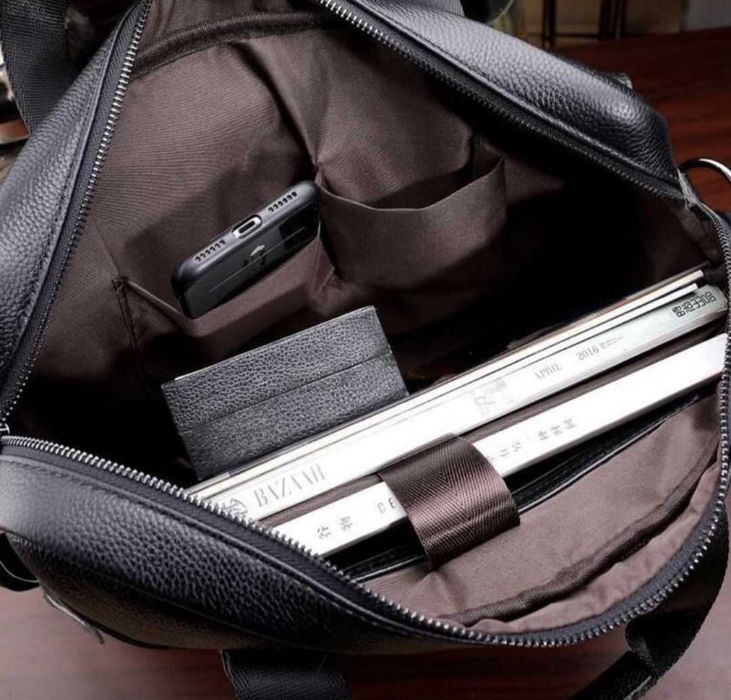 Якісна чоловіча шкіряна сумка -портфель для ноутбука, для документів