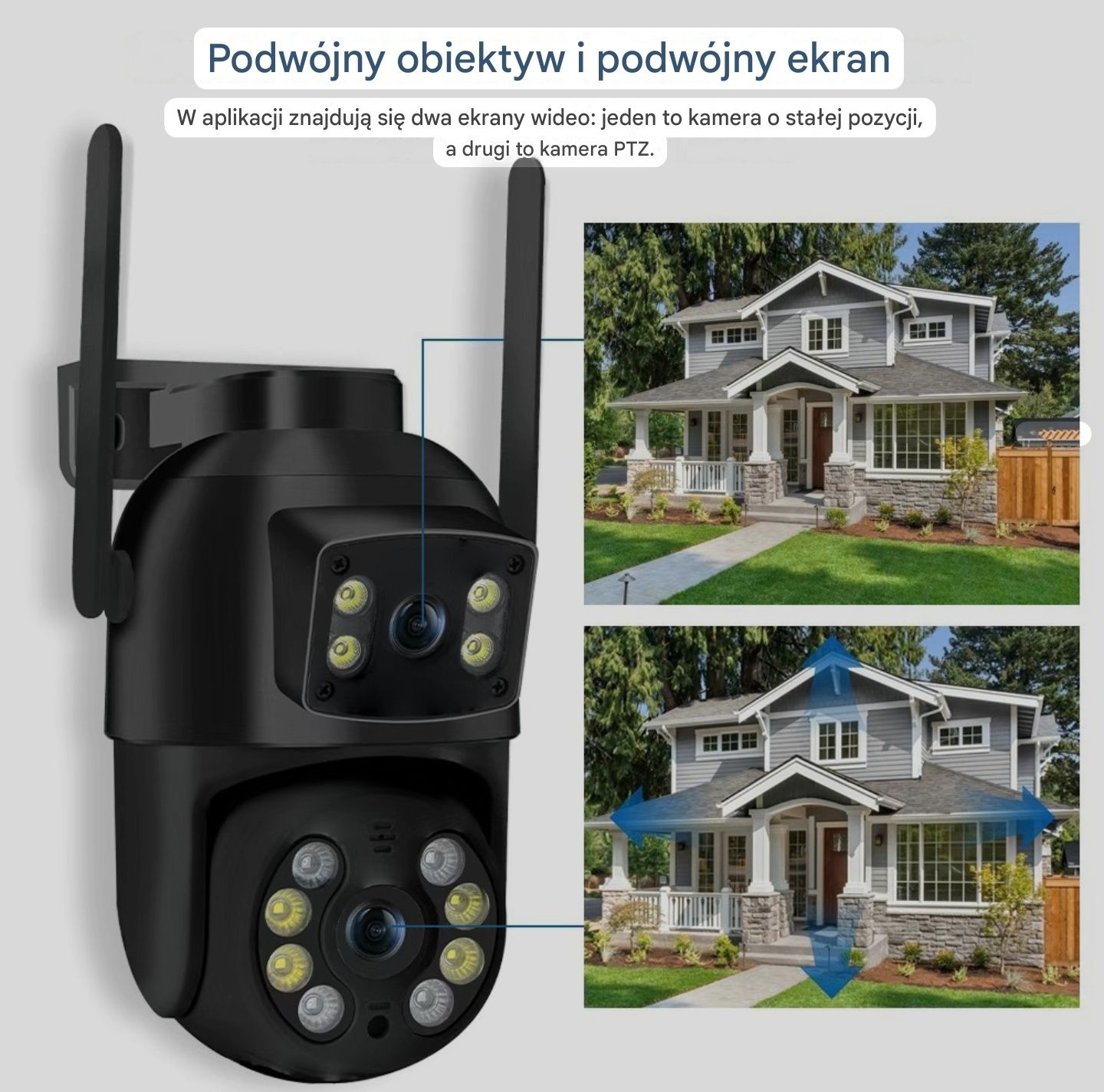 Kamera Wi-Fi 8MP 4K PTZ z podwójnym obiektywem i podwójnym ekranem