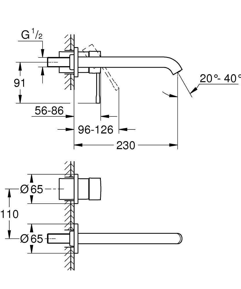 GROHE  Essence 2-otworowa bateria podtynkowa umywalkowa  230 mm Lublin