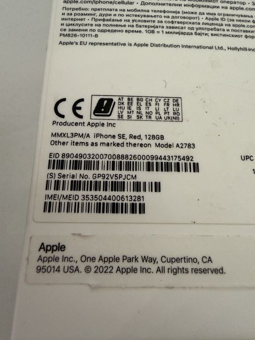 iPhone SE 2022 Red 128gb Idealny Bateria 96% od nowości