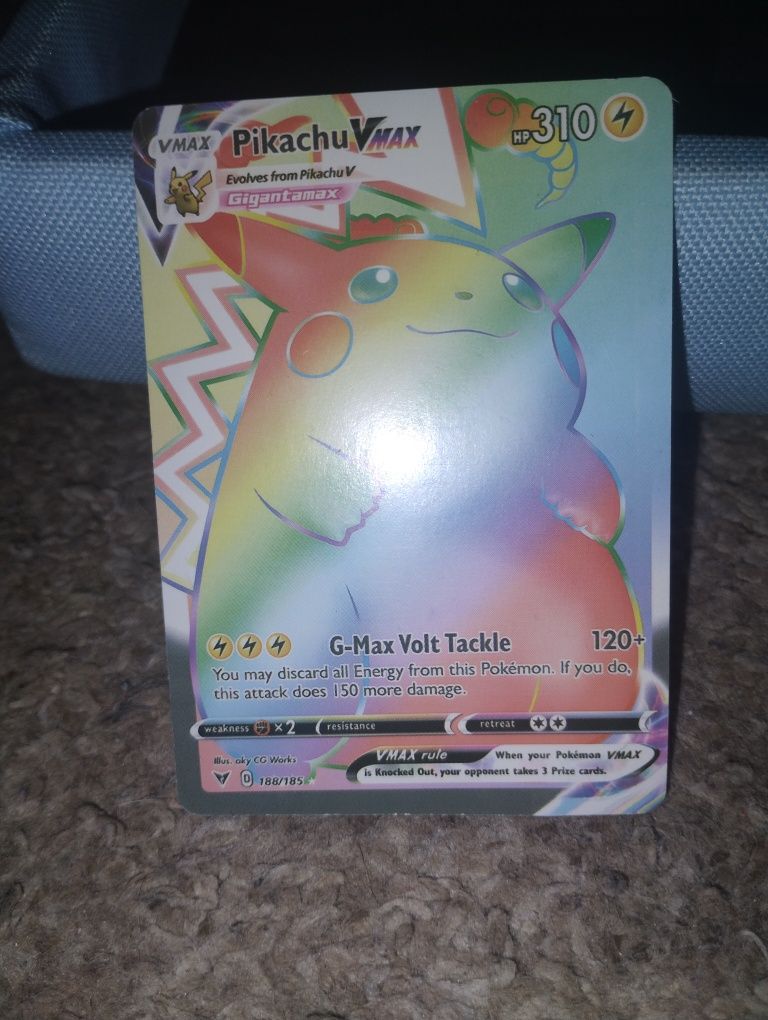 Pokemon Vivid Voltage Pikachu VMax Rainbow Secret Rzadki 188/185 PSA 1