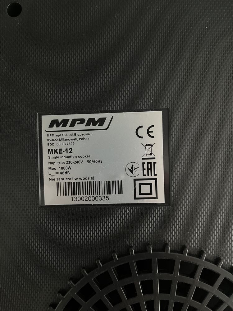 Przenośna płyta indykcyjna MPM MKE-12