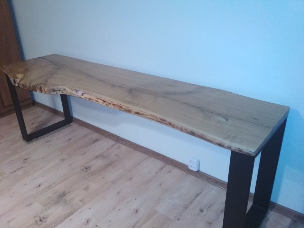 Stół loftowy rustykalny 225x65 cm Dębowy z litego drewna / monolit