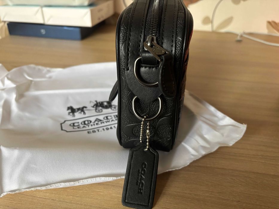 Сумка кожаная через плечо Coach New York мужская сумка на плече кожа