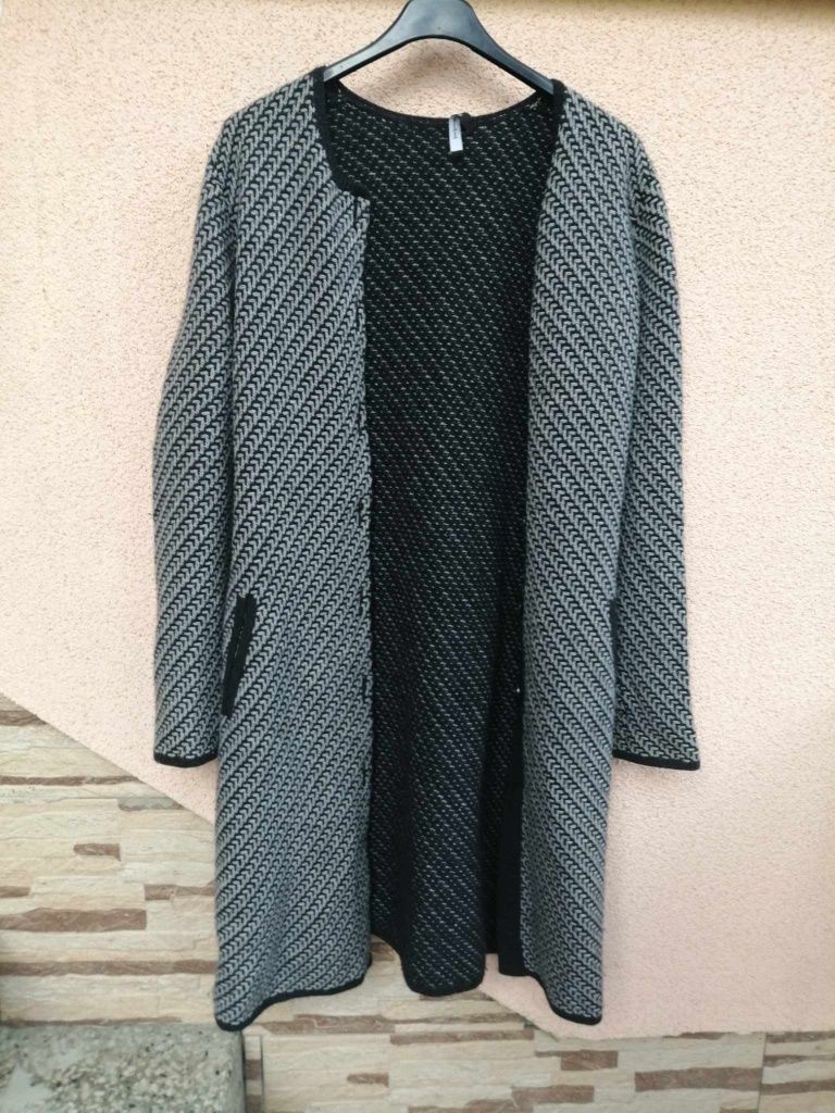 Sweter długi kardigan 70% wełna 30% kaszmir M 38