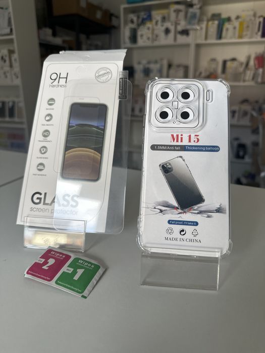 Szkło hartowane i etui przeźroczyste 1,5mm do XIAOMI 15