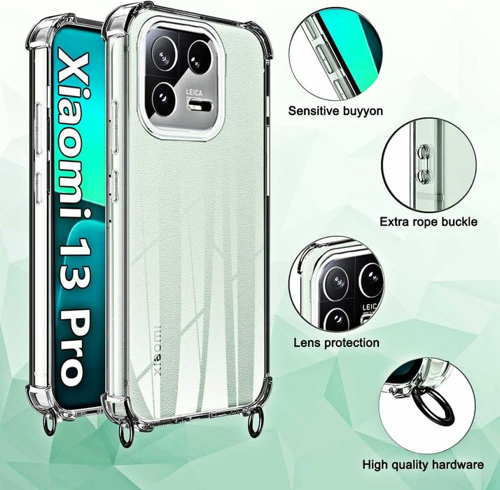 XCYYOO Xiaomi 13 Pro Etui + sznurek pasek torebka bezbarwne mocne
