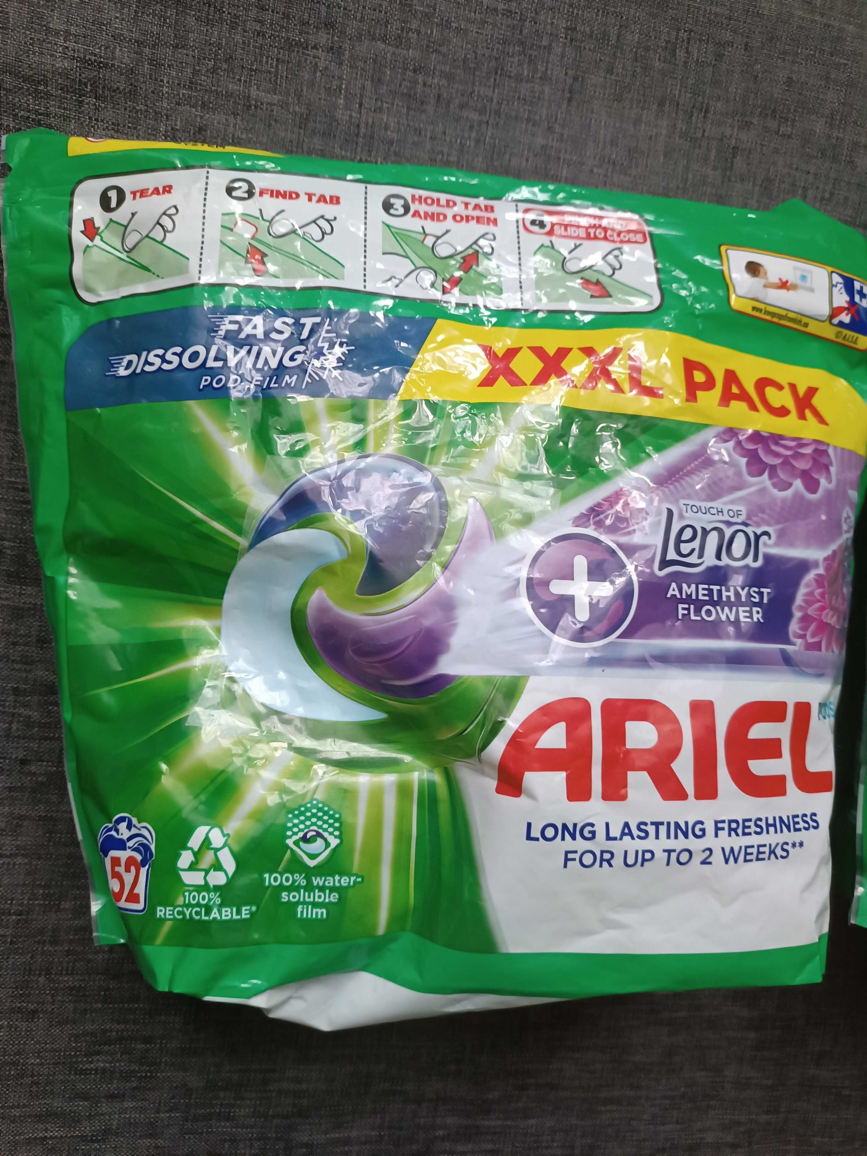 Kapsułki do prania Ariel+lenor 52szt x 2op
