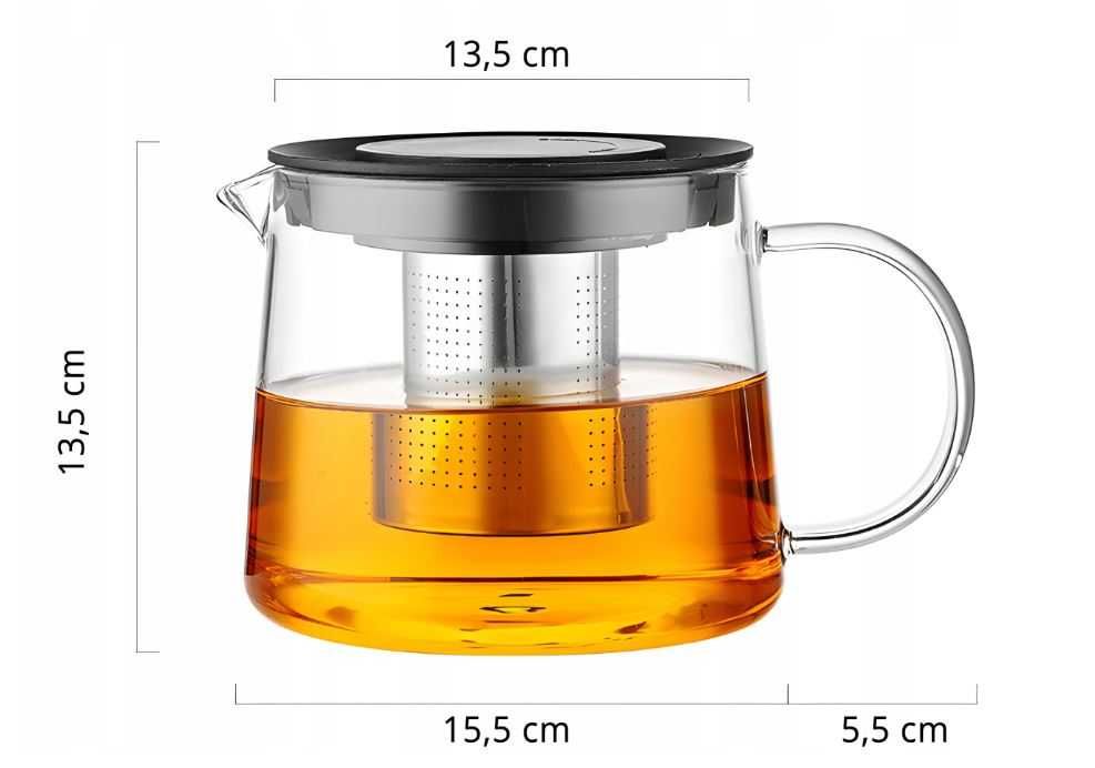 Szklany dzbanek zaparzacz do herbaty ziół sitko 1,5 L