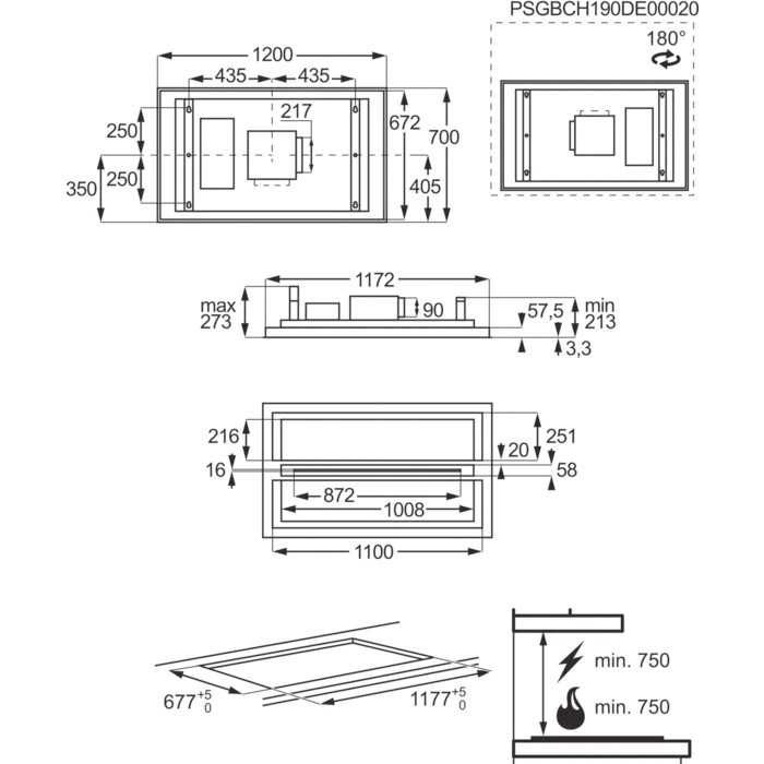 Aeg DCK5281HG Okap sufitowy nad wyspę cm. 120 - kolor inox